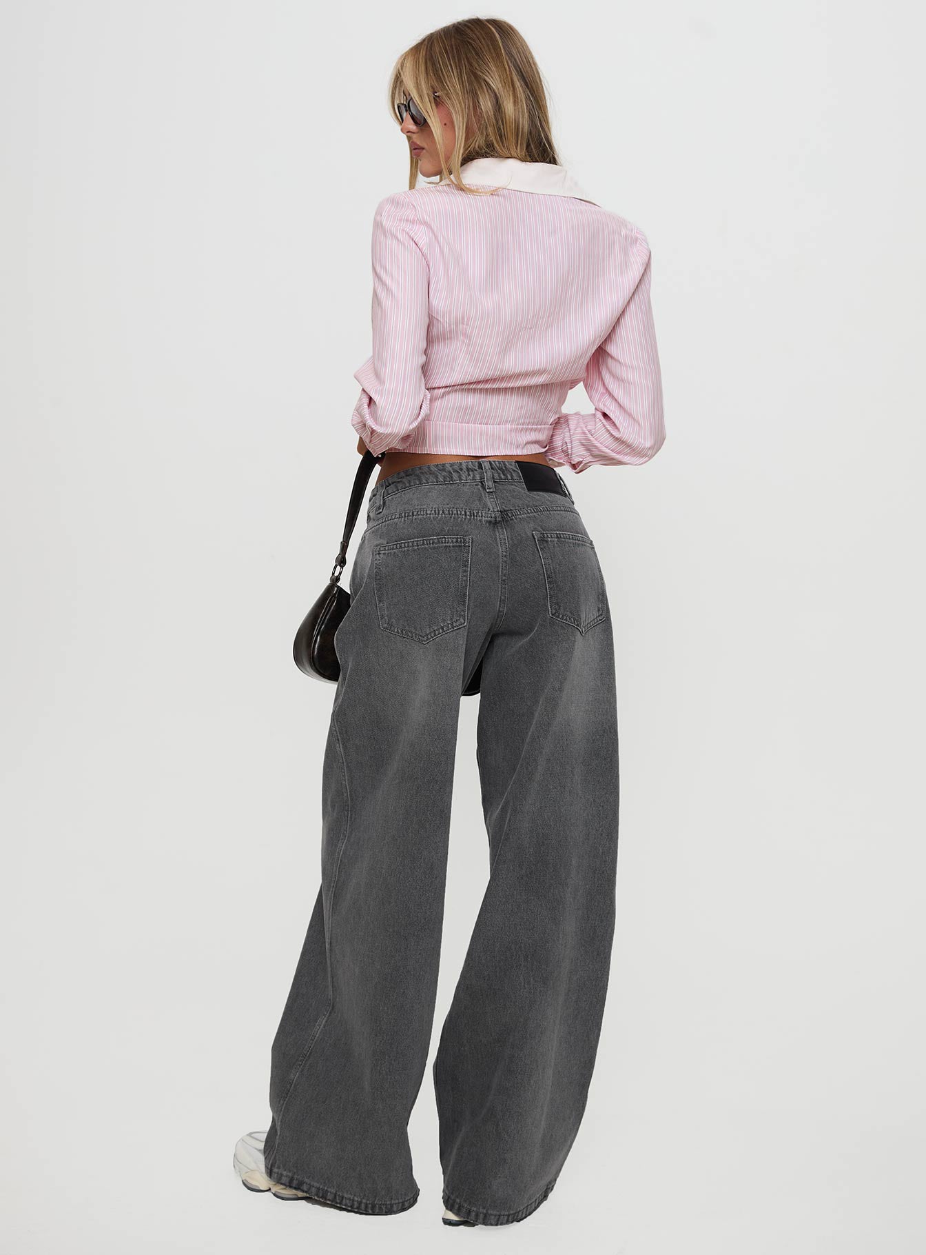 Ramos Low Rise Wide Leg Jeans Grey Wash