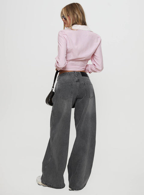 Ramos Low Rise Wide Leg Jeans Grey Wash