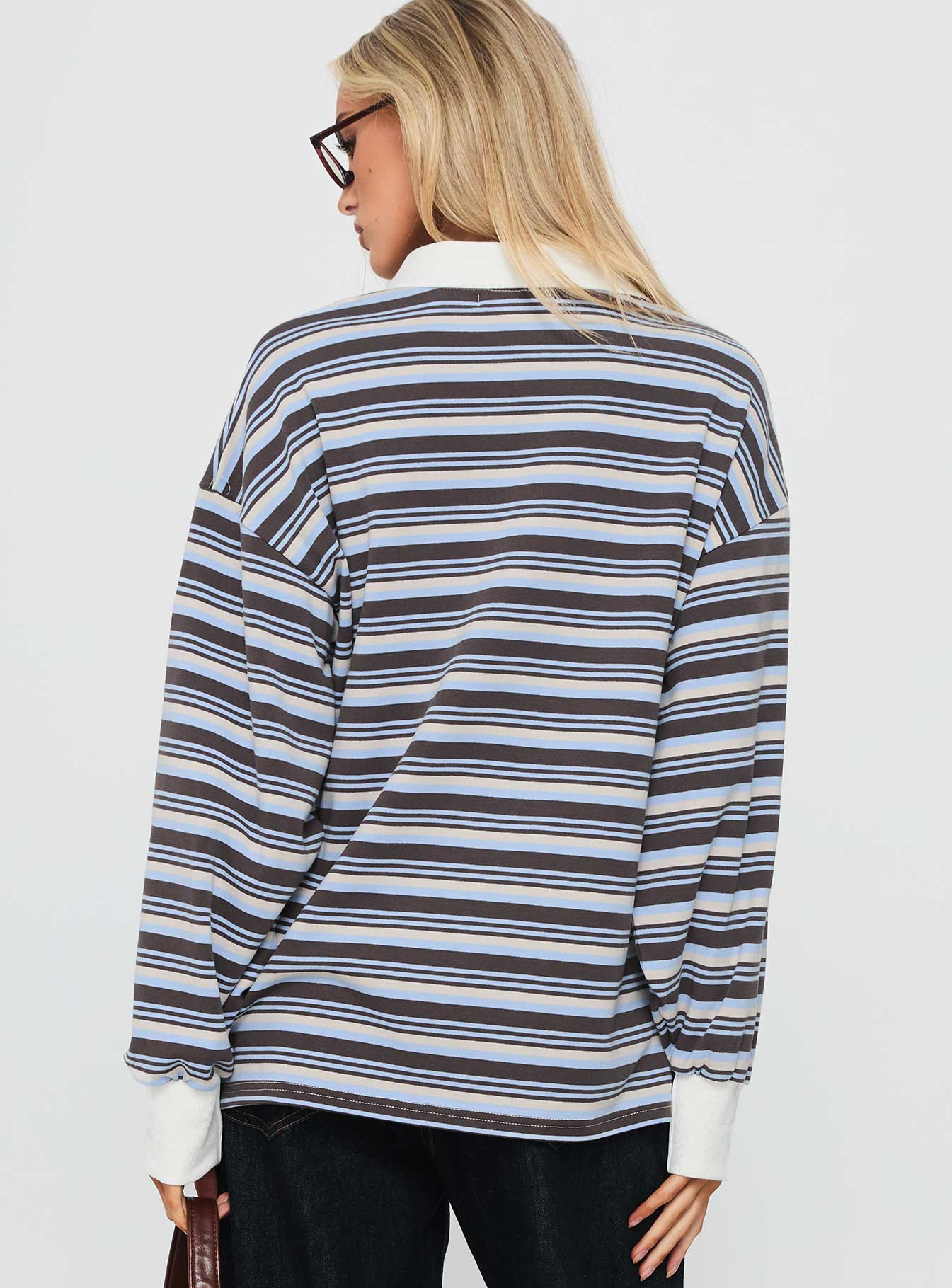 Smoke Signal Collared Jumper Blue Stripe