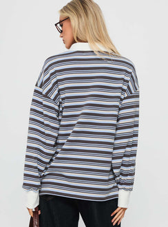 Smoke Signal Collared Jumper Blue Stripe