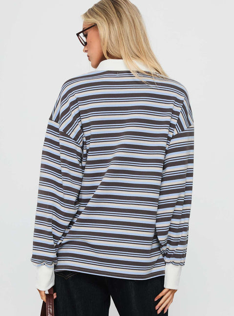 Smoke Signal Collared Jumper Blue Stripe