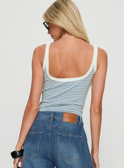 Aemelia Contrast Trim Bodysuit Blue Stripe