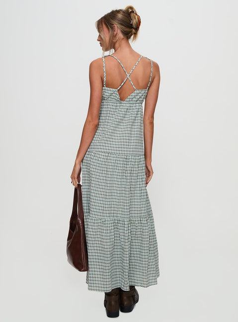 Dipsie Maxi Dress Blue / Brown Check