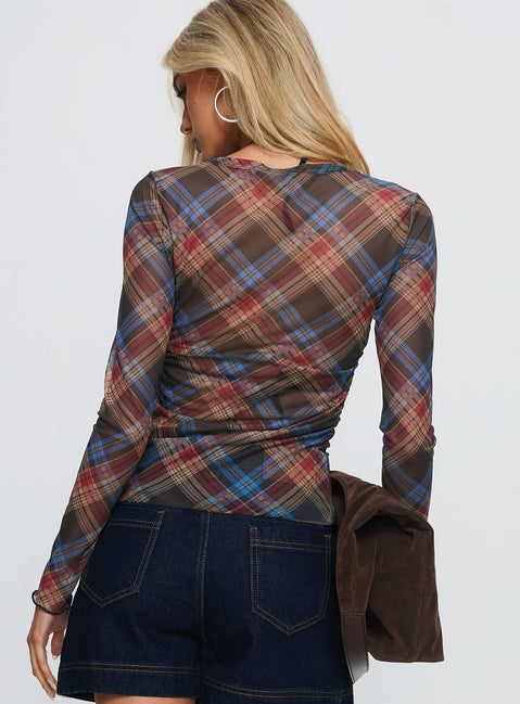 Carrissa Ruched Long Sleeve Top Multi