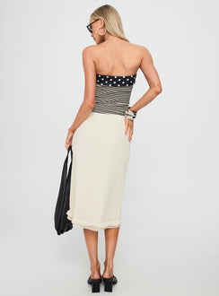 back view of model wearing Princess Polly Rosette Frill Midi Skirt Cream Midi Skirts 