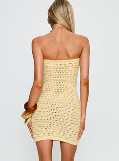 Olazia Strapless Knit Mini Dress Yellow