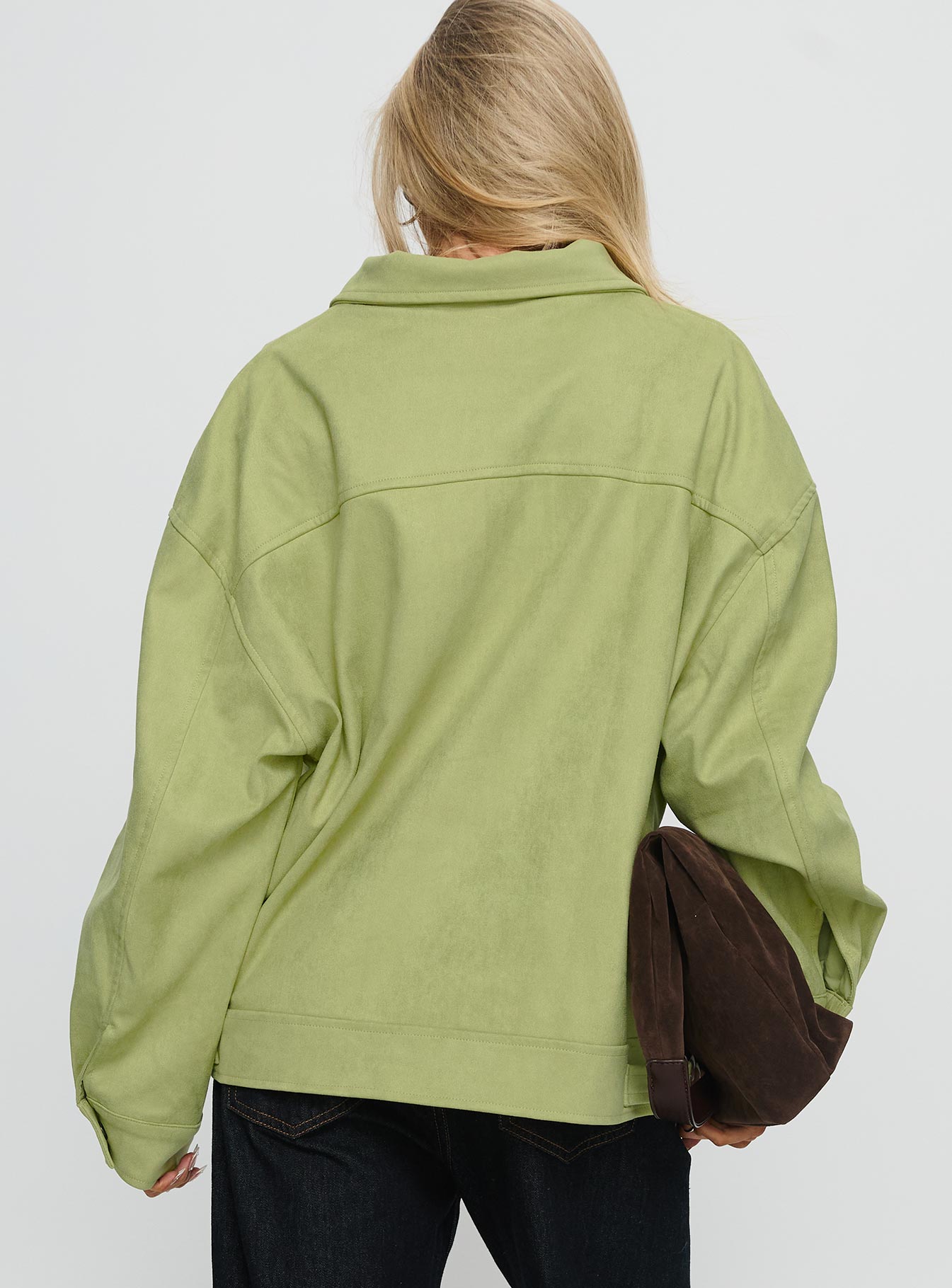 Goldsmith Faux Suede Bomber Jacket Matcha