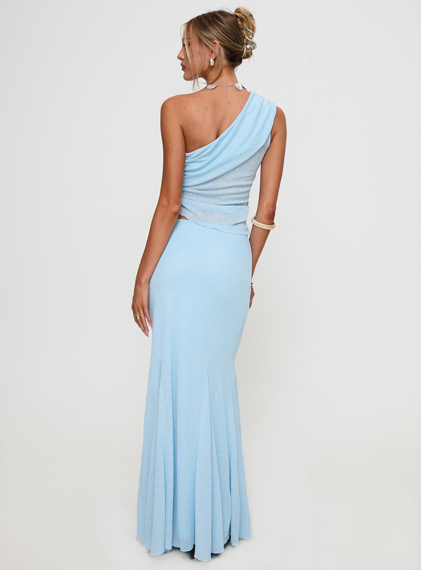 Comes And Goes One Shoulder Set Blue