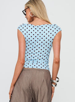 Cheirosa Off Shoulder Top Blue / Brown