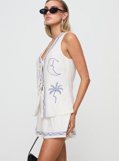 Sun And Palm Trees Vest Set White / Blue