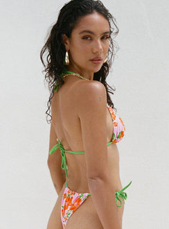 Jenner Triangle Bikini Top Green / Pink Floral