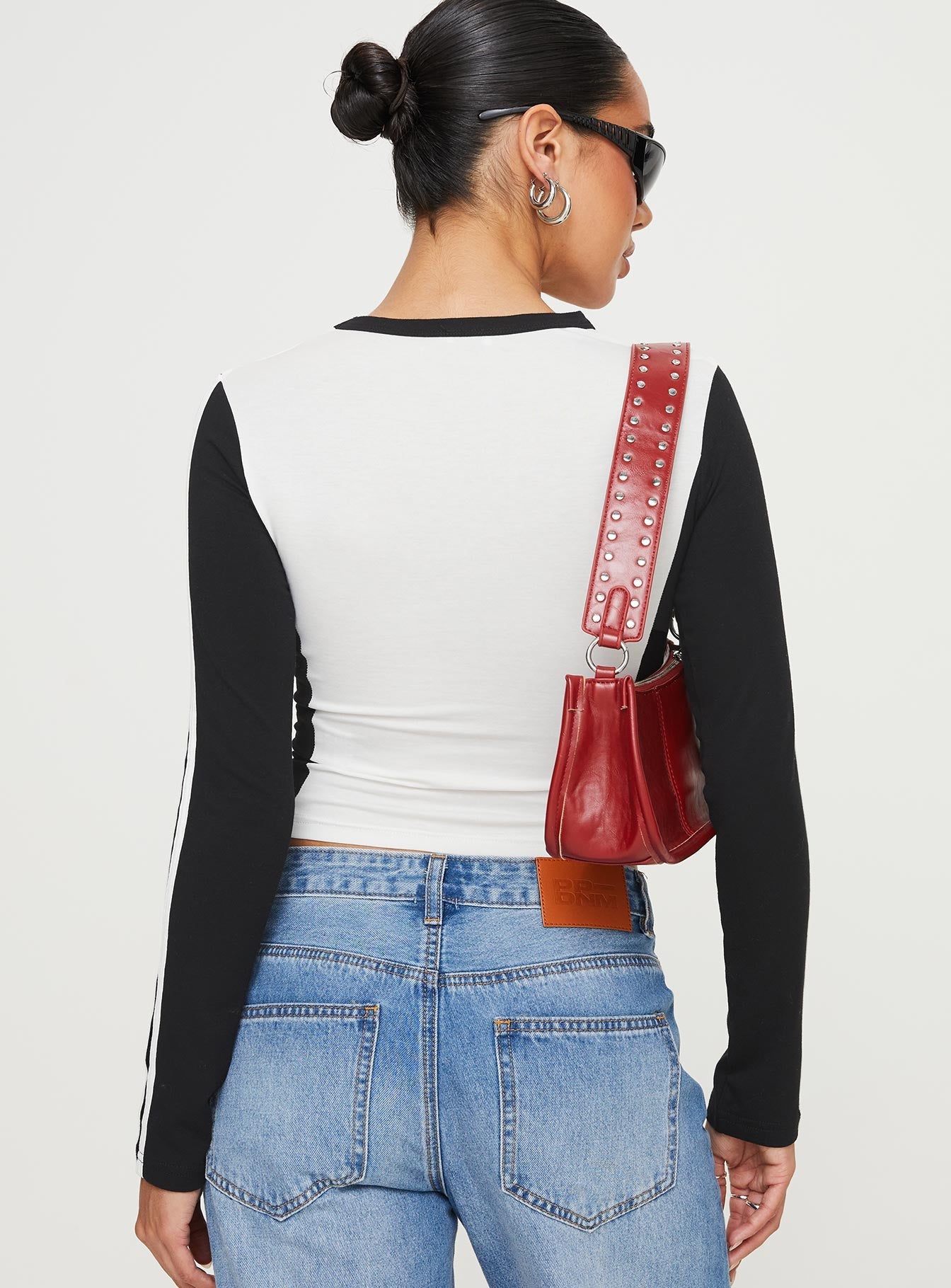 product Princess Polly Sleeveless High Neck  Letina Long Sleeve Top Black / White