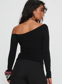 Kastor One Shoulder Long Sleeve Top Black
