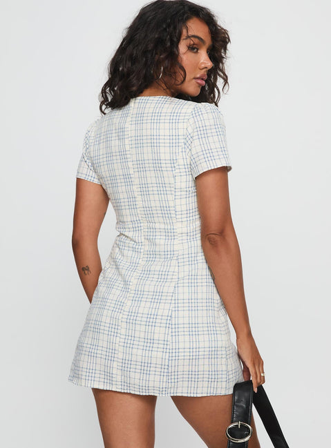 Loveliness Playsuit Blue Check