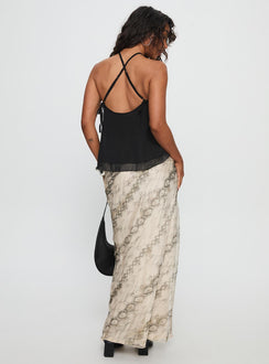 back view of model wearing Princess Polly Zerisa Maxi Skirt Multi Maxi 