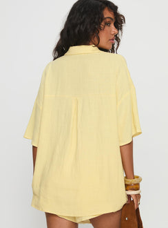 Peni Linen Button Down Top Yellow
