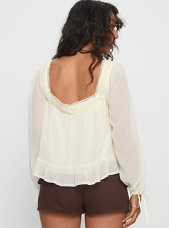 Eluisa Long Sleeve Lace Top Cream