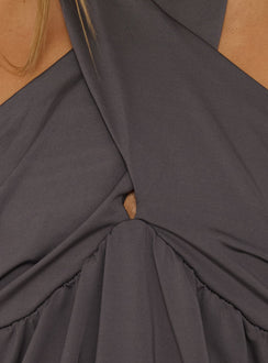 Harpah Cross Front Blouson Top Grey