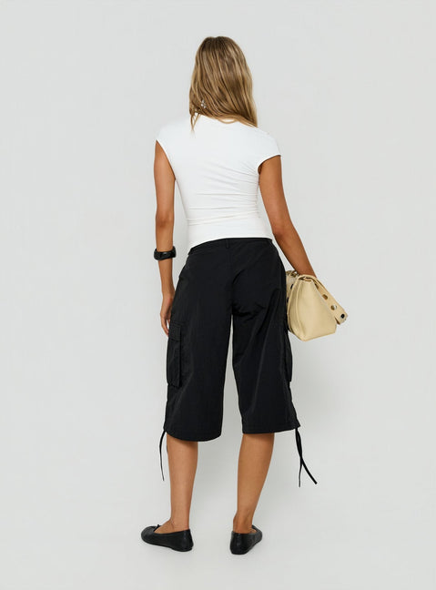 Hudsen Longline Nylon Cargo Shorts Black