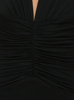 Kariee Plunge Neck Maxi Dress Black