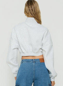 Astridd 3/4 Zip Cropped Jumper Grey Marle