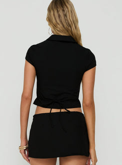 Juliettah Double Breasted Collared Top Black
