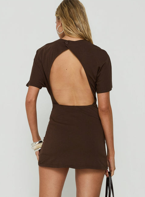 Astrix Cutout V Neck Playsuit Brown