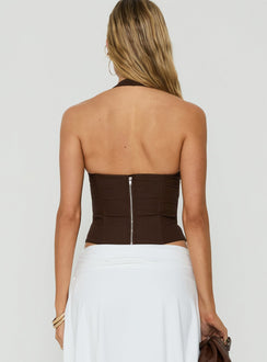 Sherah Halter Neck Corset Top Brown
