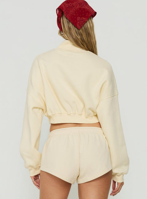 Astridd 3/4 Zip Cropped Jumper Cream