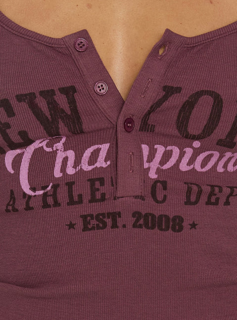Solail Graphic 3/4 Sleeve Henley Top Pink