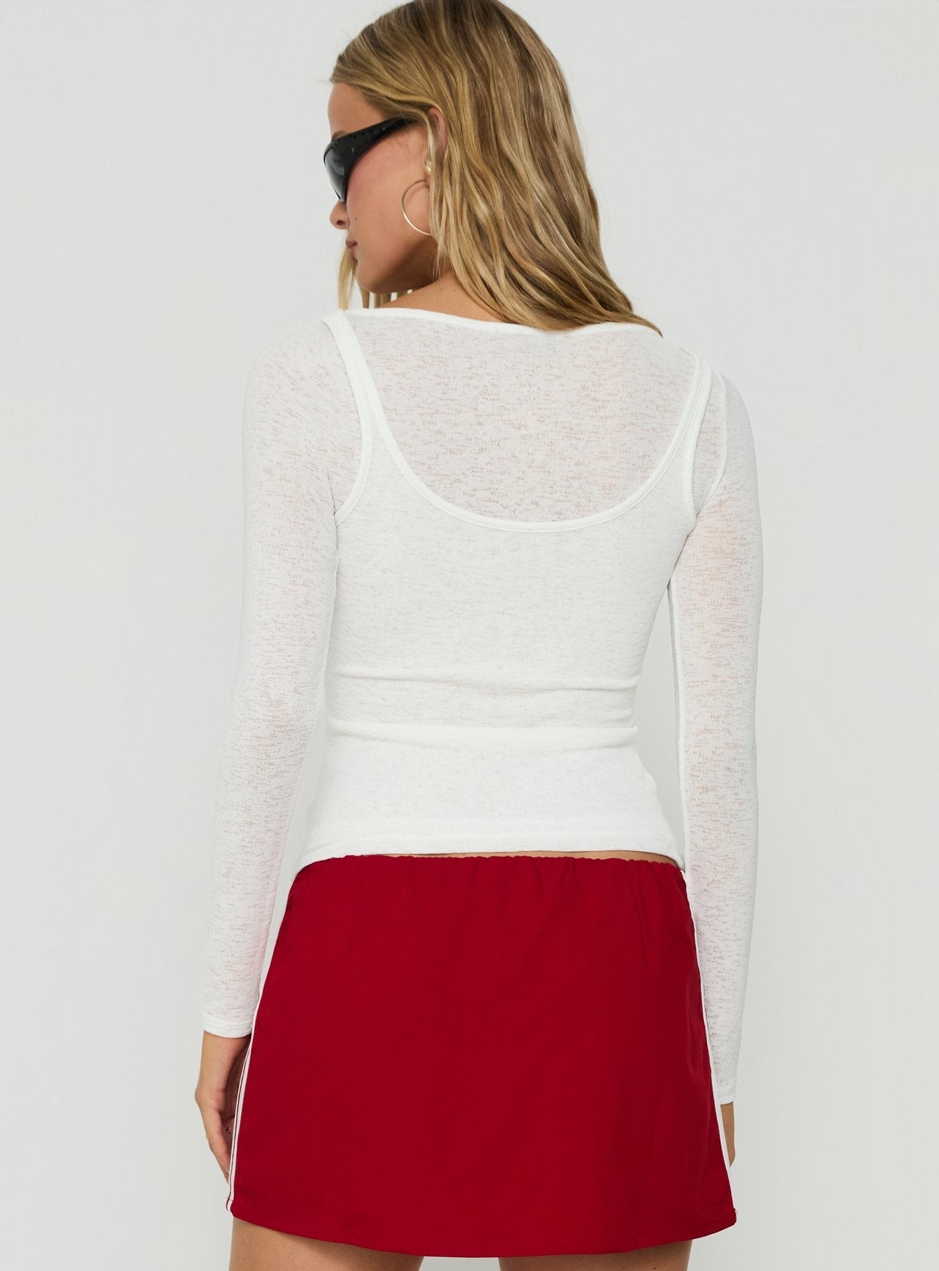Theaya Sheer Layered Long Sleeve Top White