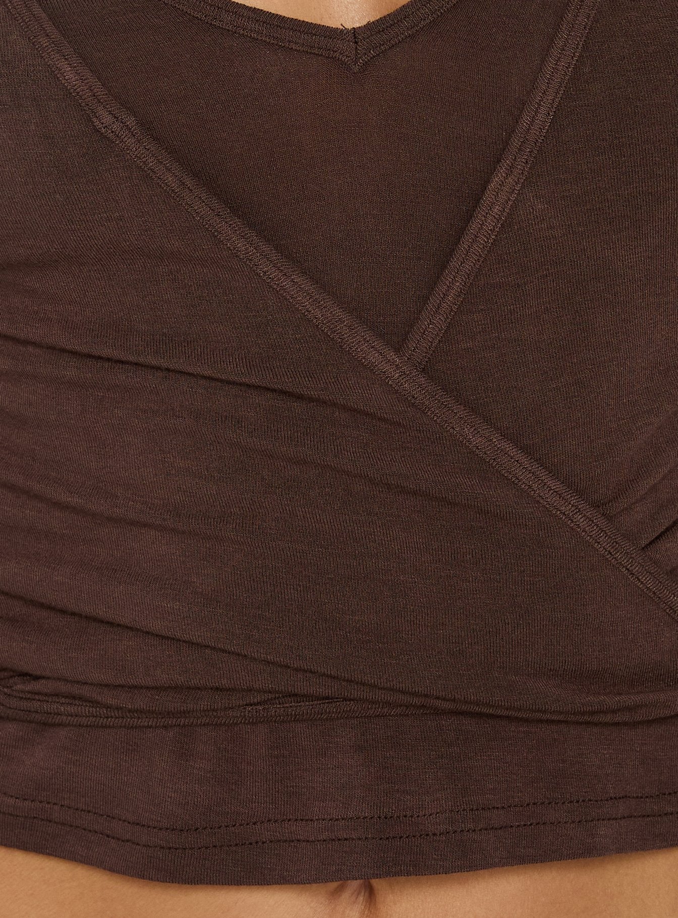 Denni Long Sleeve Wrap Top Chocolate
