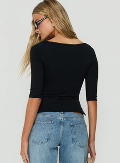 Daily Define Boatneck 3/4 Sleeve Top Black
