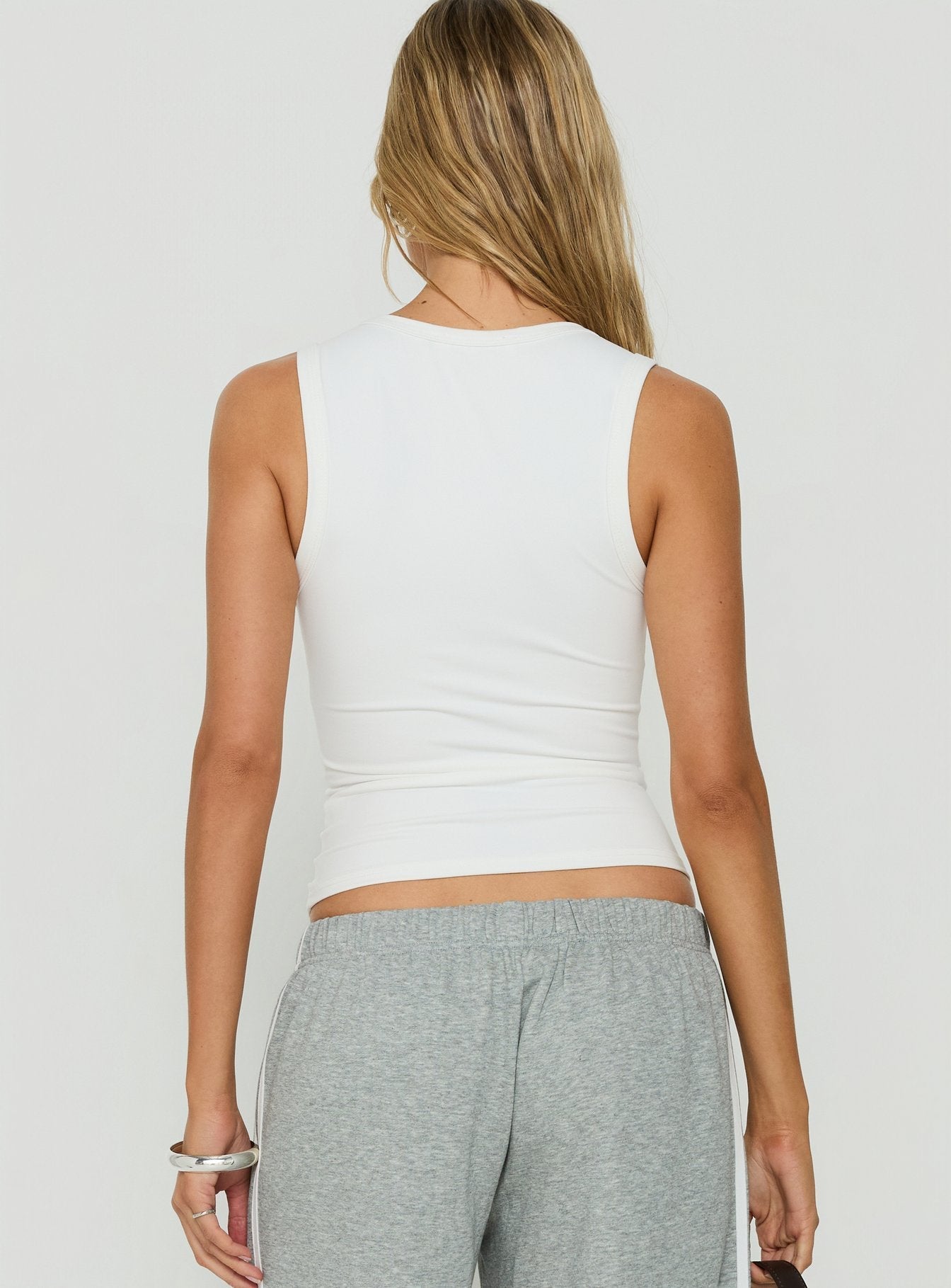 Daily Define Thick Strap Tank Top White