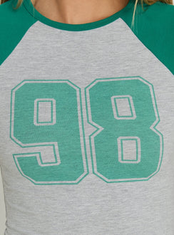 98 Classics Raglan Graphic Top Green / Grey