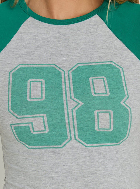 98 Classics Raglan Graphic Top Green / Grey