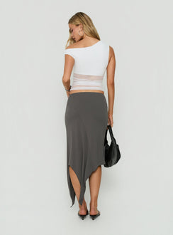 Aviza Asymmetrical Midi Skirt Grey