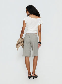 Sevigney Long Elasticated Shorts Cream Check
