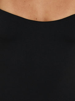 Presenting the Fabienna Scoop Neck Cap Sleeve Bodysuit in black with short sleeves detail Princess Polly