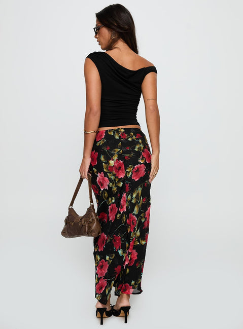 back view of model wearing Princess Polly Emaretta Maxi Skirt Multi Floral Skirts 