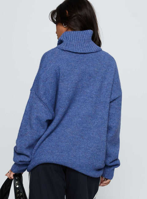 Zephry Turtleneck Knit Sweater Blue