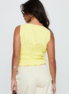Lavande Ruched Tie Side Top Yellow