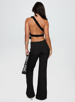 back view of model wearing Princess Polly Amaretti Pants Black High Waisted Pants 