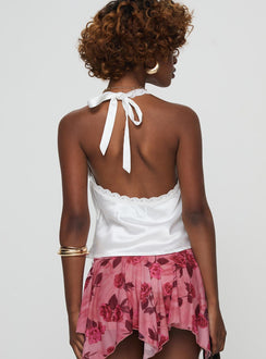 back view of model wearing Princess Polly Annaliese Top White Sleeveless V-Neck 
