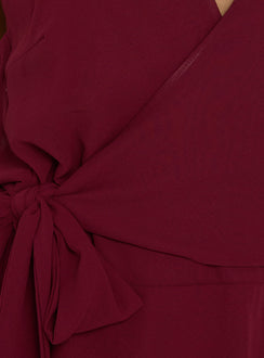 Dream Of Me Wrap Halter Mini Dress Burgundy