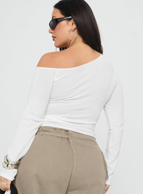 Kastor One Shoulder Long Sleeve Top White Curve