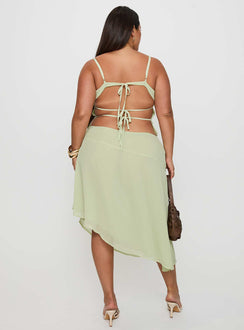 Pappilion Asymmetrical Midi Skirt Sage Curve