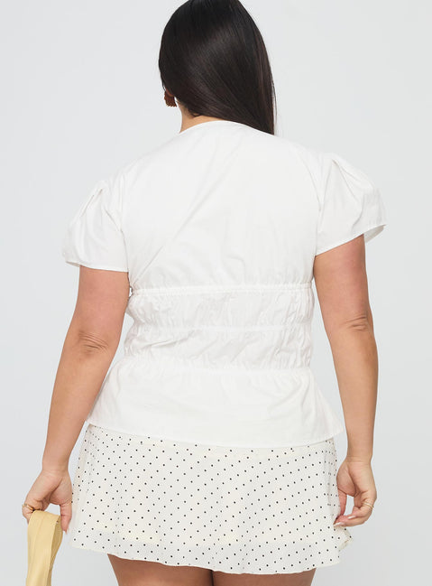 Paramour Ruched Short Sleeve Top White Curve