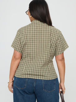 Alma Mater Top Green Check Curve