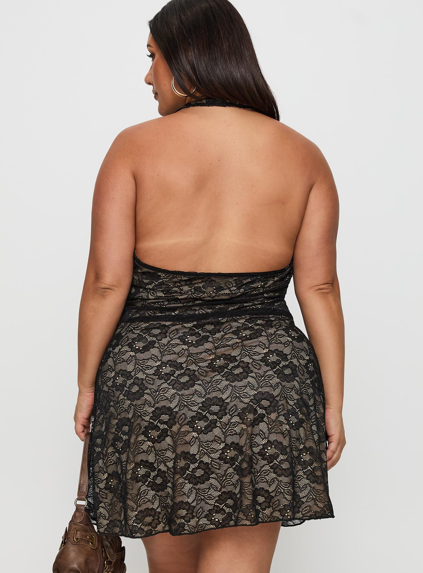 Sonella Lace Halter Mini Dress Black Curve | Princess Polly Sonella Lace Halter Mini Dress Black Curve | Princess Polly
